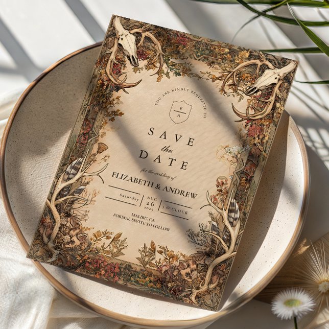 Save The Date Rustic Antler Autumn Wedding (Créateur téléchargé)