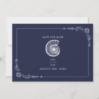 Rustic Beach Wedding Dark Blue Enregistrer La Date