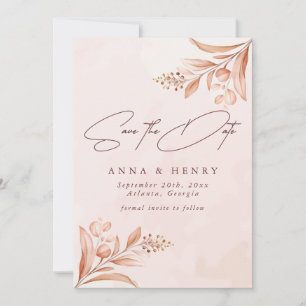 Save The Date Rustic Blush Terracotta Mariage botanique