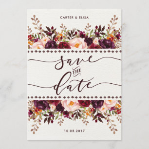 Save The Date Rustic Boho Floral Enregistrer la date Mariage Inv