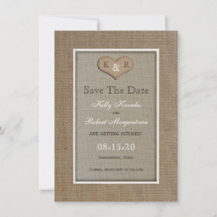 Save The Date Rustic Burlap Enregistrer l'invitation de la date