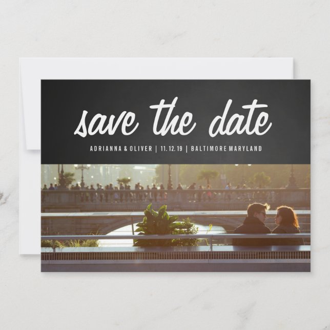 Save The Date Rustic Chalkboard Enregistrer La Date | Photo en c (Devant)