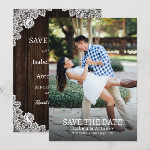 Save The Date Rustic Country Grange Bois Burlap Dentelle Mariage