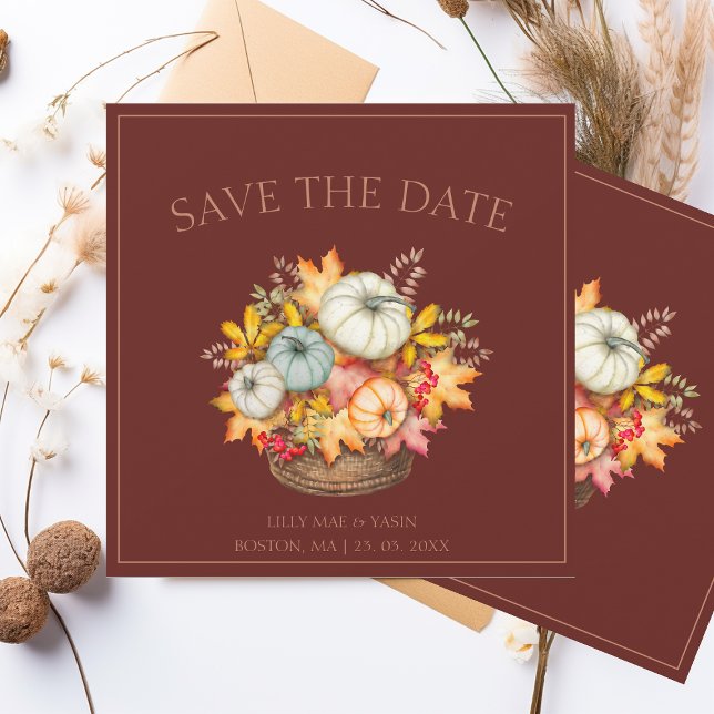 Save The Date Rustic Dark Terracotta Automne Citrouille Mariage (Créateur téléchargé)