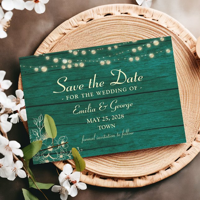 Save The Date Rustic Emerald Green Wedding Enregistrer La Date (Créateur téléchargé)