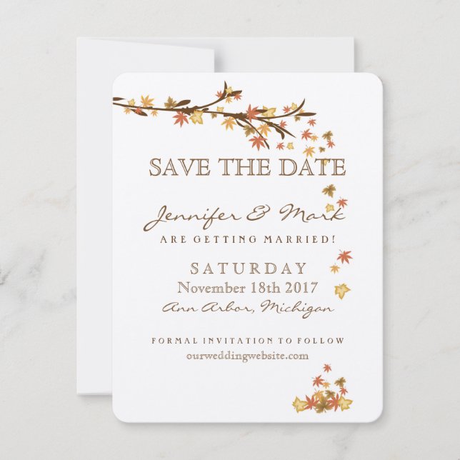 Save The Date Rustic Fall quitte mariage Enregistrer la date (Devant)