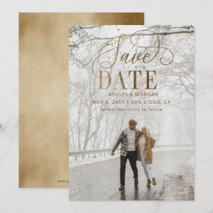 Save The Date Rustic Gold Minimal photo moderne