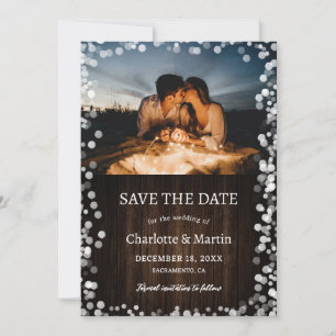 Save The Date Rustic Grange Bois Dentelle Burlap Coeurs Mariage 