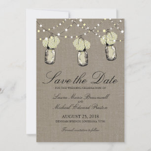 Save The Date Rustic Hanging Mason Jar Hydrangea Enregistrer la