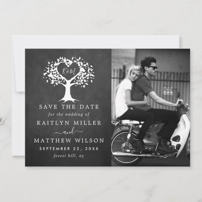 Save The Date Rustic Heart Tree Photo Mariage Enregistrer La Dat (Devant)