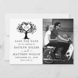 Save The Date Rustic Heart Tree Photo Mariage Enregistrer La Dat
