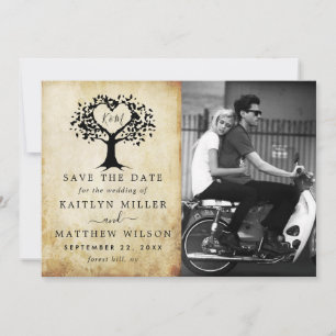 Save The Date Rustic Heart Tree Photo Mariage Enregistrer La Dat