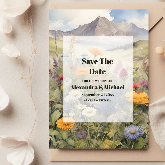 Save The Date Rustic Mountain Forest Evergreen Tree Wedding (Créateur téléchargé)