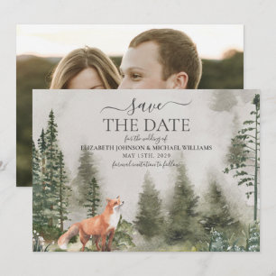 Save The Date Rustic Mountain Forest Photo Mariage Enregistrer L