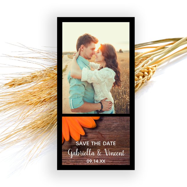 Save The Date Rustic Orange Daisy Grange Mariage Enregistrer la  (Créateur téléchargé)