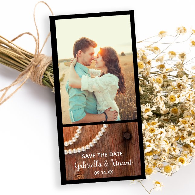 Save The Date Rustic Pearls Country Grotte Mariage Enregistrer l (Créateur téléchargé)