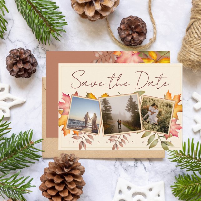 Save The Date Rustic Terracotta Fall quitte trois Mariage photo (Créateur téléchargé)