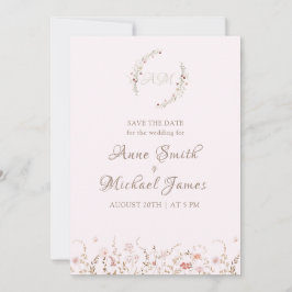 Save The Date Rustic Wildflowers with Photo Boho Country Floral