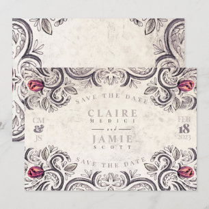 Save the Date, RUSTIK-ROSE-Flachkarte Einladung