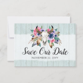 Save the Date Rustikale Blumenkuh Skull Boho Hochz