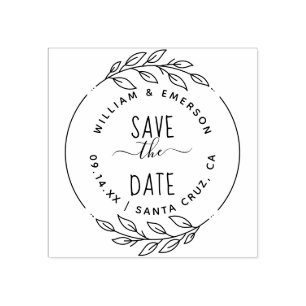 Save The Date Rustikale, handGezeichnet Sprigs un Gummistempel