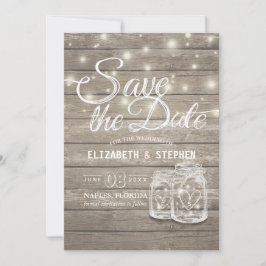 Save the Date rustikale Holz Mason Jar String Ligh