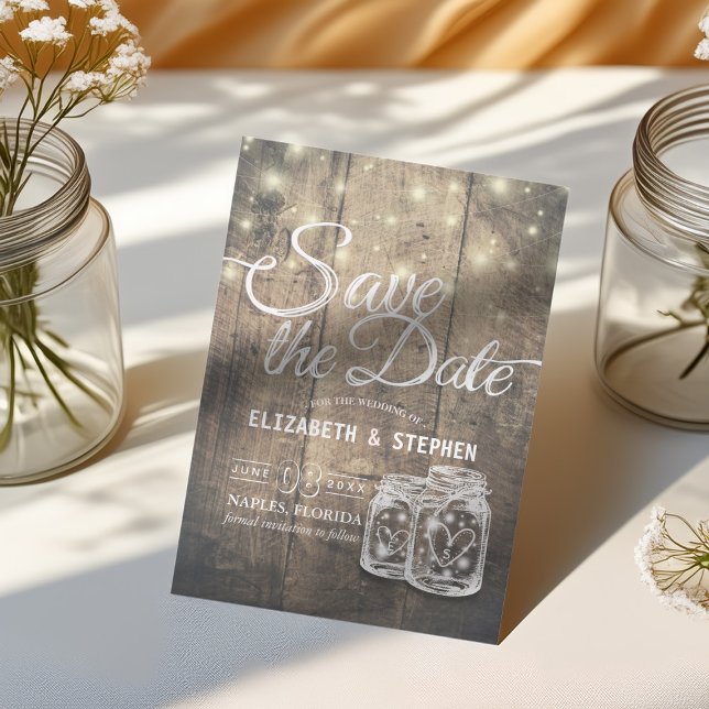 Save the Date rustikale Holz Mason Jar String Ligh (Von Creator hochgeladen)