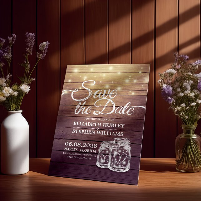 Save the Date rustikale Holz Mason Jar String Ligh (Von Creator hochgeladen)