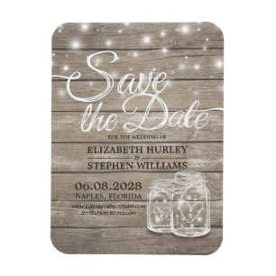Save the Date rustikale Holz Mason Jar String Ligh Magnet