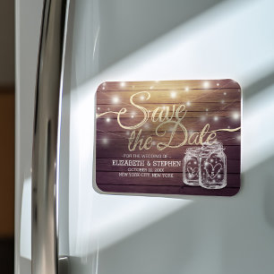 Save the Date rustikale Holz Mason Jar String Ligh Magnet