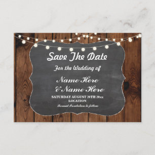 Save the Date rustikale Lichter Chalk Wood Elegant
