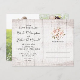 Save the Date rustikale Rose FotoCollage Postkarte