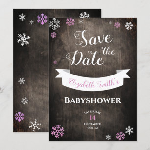 Save the Date rustikale Schneeflocke Babydusche Einladung