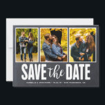Save the Date rustikale Tafel 3 FotoCollage<br><div class="desc">Ankündigen Sie Ihren Hochzeitstag mit diesem rustikalen Landschalkboard drei Foto Collage Save the Date.</div>