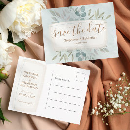 Save the Date rustikale Wasserfarbe Dusty Blue Ann Ankündigungspostkarte