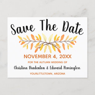 Save the Date rustikaler Herbst bleibt minimal Ankündigungspostkarte