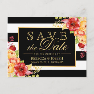 Save the Date - Rustikaler Herbst Gold Blumenstrei Ankündigungspostkarte