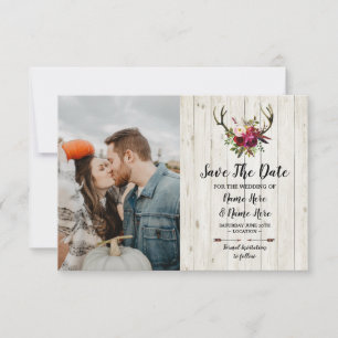 Save the Date Rustikales Antlers Stag Foto