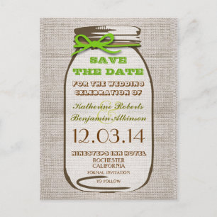 Save the Date rustikales Brustglas Ankündigungspostkarte