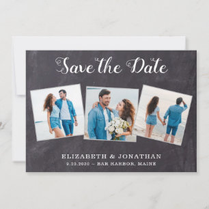 Save The Date Rustique 3 Photo Simple QR Code Tout en un Mariage