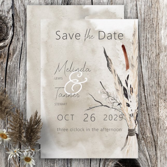 Save The Date Rustique Boho Bouquet Mariage moderne (Créateur téléchargé)