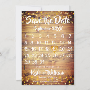 Save The Date Rustique Boho Gold Love Heart Calendrier Enregistr