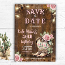 Rustique Dusty Pink Cowgirl Anniversaire Western B