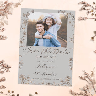 Save The Date Rustique Élégant Fleur sauvage Script photo