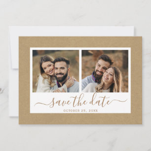 Save The Date Rustique Faux Kraft Papier Mariage Or 2 Photo