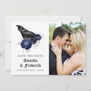 Save The Date Rustique Floral Corbeau gothique Mariage Photo