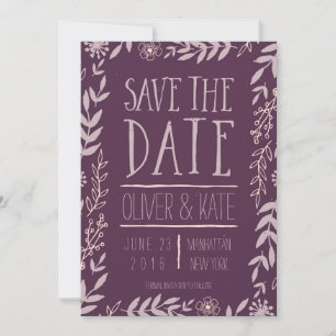 Save The Date Rustique Floral Purple Enregistrer la date