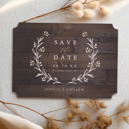Save The Date Rustique Grange Bois Boho Floral Pays