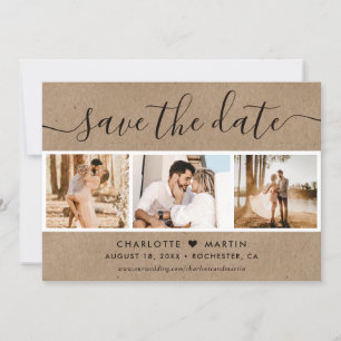 Save The Date Rustique Kraft Mariage papier 4 Photo
