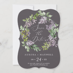 Save The Date Rustique Lilac Mariage gris